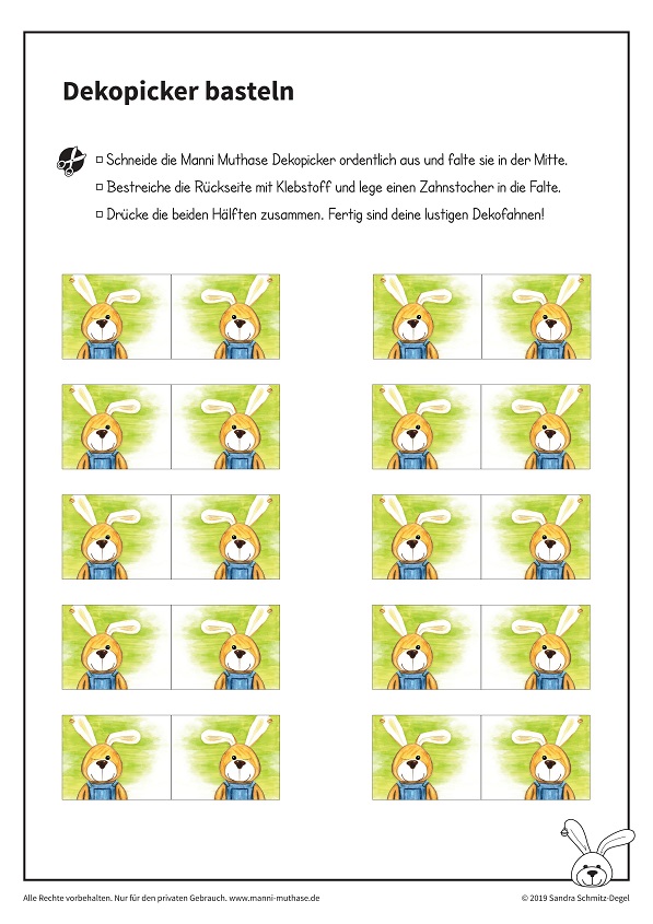 Bastelvorlage Dekopicker herunterladen Manni Muthase Dekopicker basteln für Kindergeburtstag als Download PDF