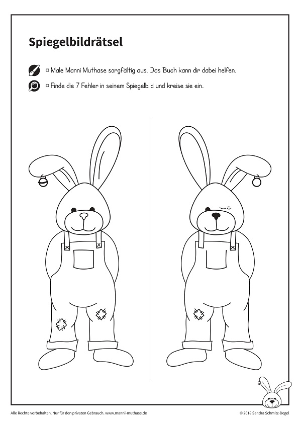 Spiegelbildrätsel Vorlage zum Ausdrucken Manni Muthase Spiegelbildraetsel für Kinder zum Ausdrucken als Download PDF