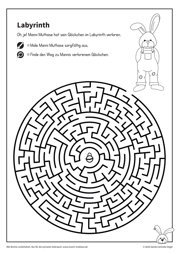 Labyrinth Vorlage zum Ausdrucken Manni Muthase Labyrinth für Kinder zum Ausdrucken als Download PDF
